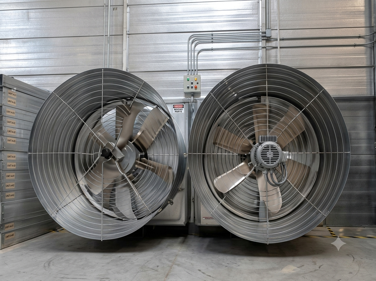 Ventilator conic în funcțiune